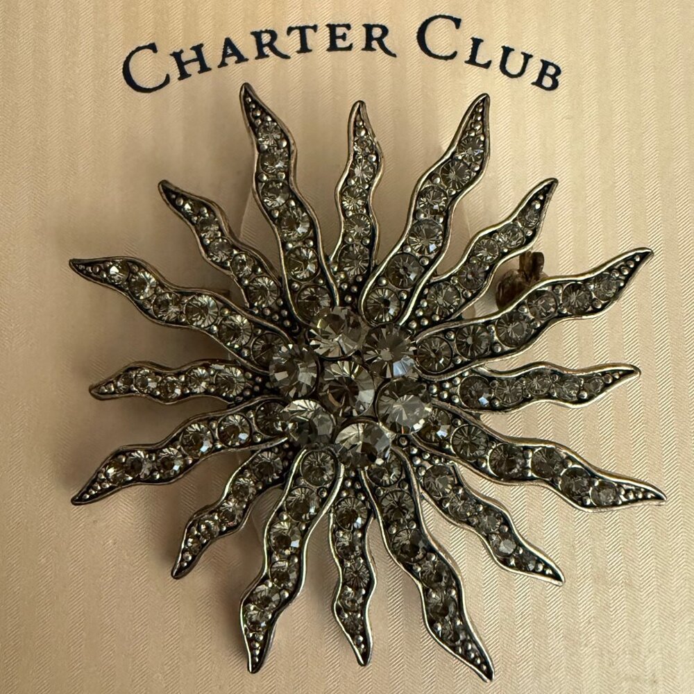 Charter Club Marcasite Sun Burst Brooch Pin